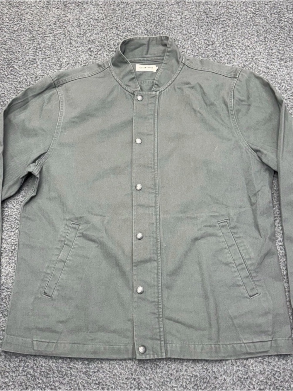 Taylor Stitch Jacket Mens 42 Herringbone Twill Canvas Full Zip Button Up Olive